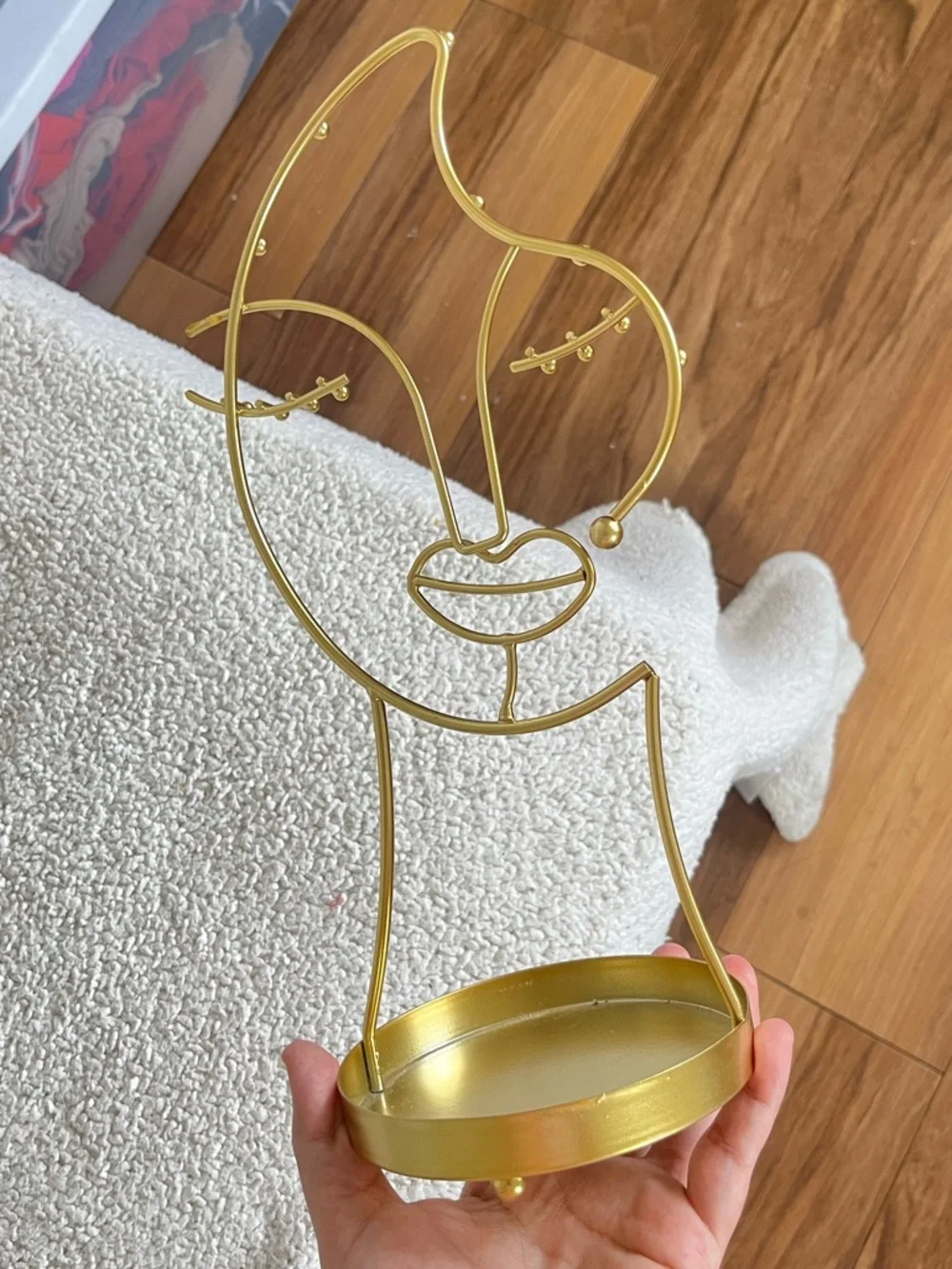Gold Face-Shaped Jewelry Holder Stand - Decorative Earring & Ring Organizer
